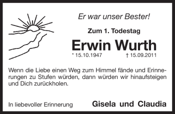 Traueranzeige von Erwin Wurth von Pegnitz-Zeitung